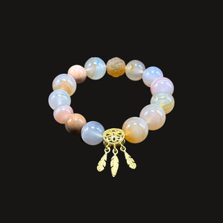 LustrousLuster: 14k Gold Dreamcatcher Translucent Beaded Stretch Bracelet - front view