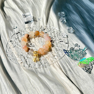 LustrousLuster: 14k Gold Dreamcatcher Translucent Beaded Stretch Bracelet - under the sunshine