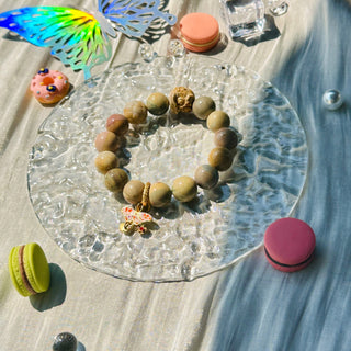 Serene Spectrum: Bracelet with Lionhead Charm &14K Gold-Plated Butterfly Elegance - under the sunshine