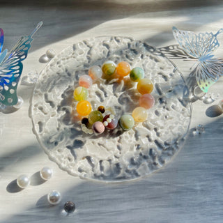 Blissful Brilliance: Colorful Translucent Individual Beaded Bracelet with Mini Beaded Ring - under the sunshine