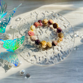 Nocturnal Petal Array: Multicolor Beaded Bracelet with Dark Rose Theme Charms - under the sunshine