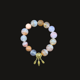 LustrousLuster: 14k Gold Dreamcatcher Translucent Beaded Stretch Bracelet - high angle