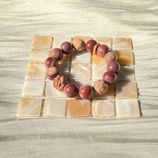 RosetteRelic: Dried Rose Multi-purple Beaded Bracelet with 14k Gold Ring - under the sunshine