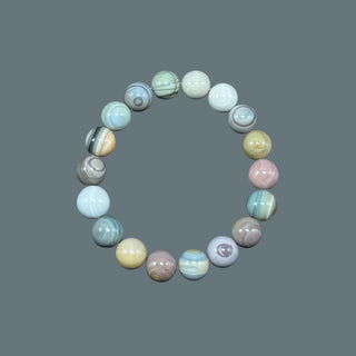 Astral Allure: Small Colorful Beaded Bracelet with Enchanting Opaque Gemstone Highlights - high angle