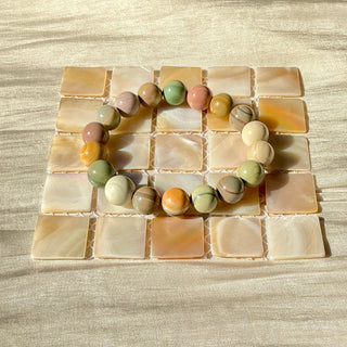 Astral Allure: Small Colorful Beaded Bracelet with Enchanting Opaque Gemstone Highlights - under the sunshine