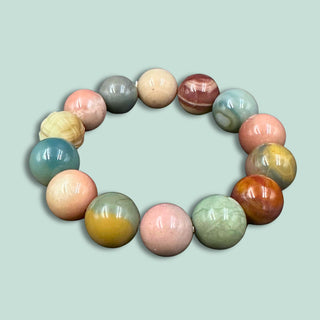 Personal & Unique Rainbow Beaded Agate and Aerolite Bracelet - Euphoric Essence 06