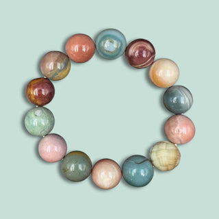 Personal & Unique Rainbow Agate and Aerolite Beaded Bracelet - front view